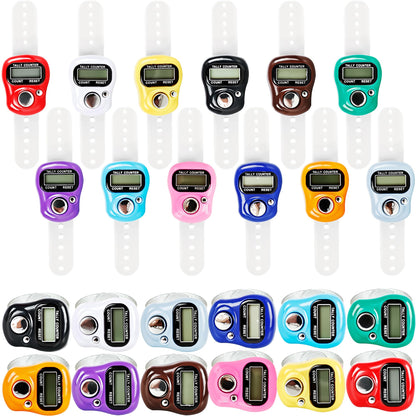 Norcoin 24 Pieces Hand Tally Counter 5 Digital Electronic Finger Counter Clickers Resettable Handheld LCD Digital Display Number Click for Lap Coaching Knitting Lap Fishing Golf and Row