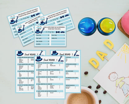 OXEDP Father's Day Games, Friendly Feud Game with Buzzers, Family Games for Father's Day, Family Feud Quiz, Fathers Day Party Ideas Blue Decoration -FGWB01