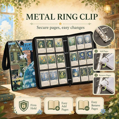 1008 Cute Card Binder 9 Pocket, 3-Ring Trading Card Binder with 56 Page Removable Sleeves, High Storage Waterproof Trading Card Holder Collection Card Album Organizer Case for TCG Cards - All