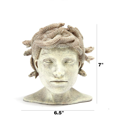 Medusa Head Planter Large Stone Face Planter Pot Garden Statue Outdoor Flower Pot Waterproof Sculpture Greek Mythology Garden Decor Handmade Art Sculpture Unique Gift for Patio Yard Lawn Home Decor