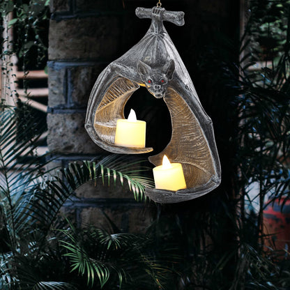 Bat Wall Tealight Holder,Halloween Bat Candle Decorations Gothic Bat Wall Sconce Candle Holder with Candles,Halloween Candlestick Hanging Decoration