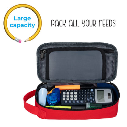 ECHSRT Large Pencil Case, Aesthetic Pen Pouch with Big Capacity, Minimalist Portable Stationery Bag with Handle for Office Organizer Red Pencil Cases