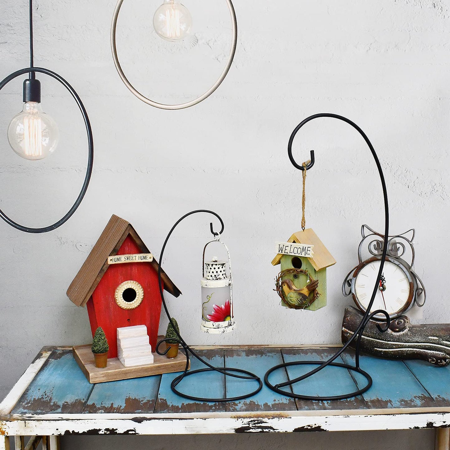 Morning View 2 Pack Ornament Display Stand for Hanging Glass Iron Hanging Stand Rack Holder for Hanging Glass Globe and Home Wedding Globe Air Plant Terrarium Witch Ball Christmas Ornament 11.5 Inch High (Black)