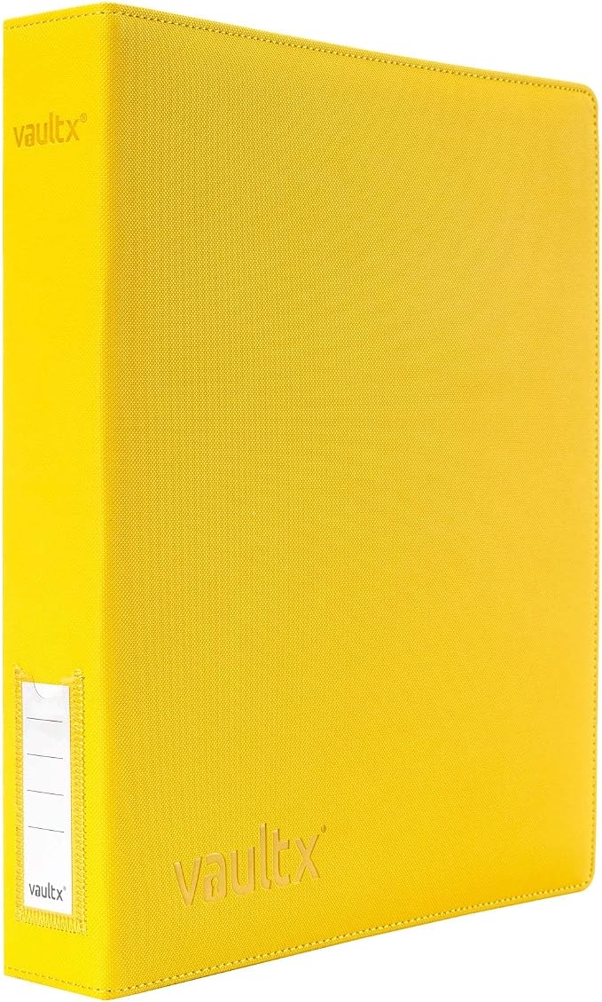 Vault X Slim Ring Binder, 540 Cards, fits 9 Pocket Pages, Exo-Tec Material, 3 D-Ring Folder, for Trading Cards (Yellow)