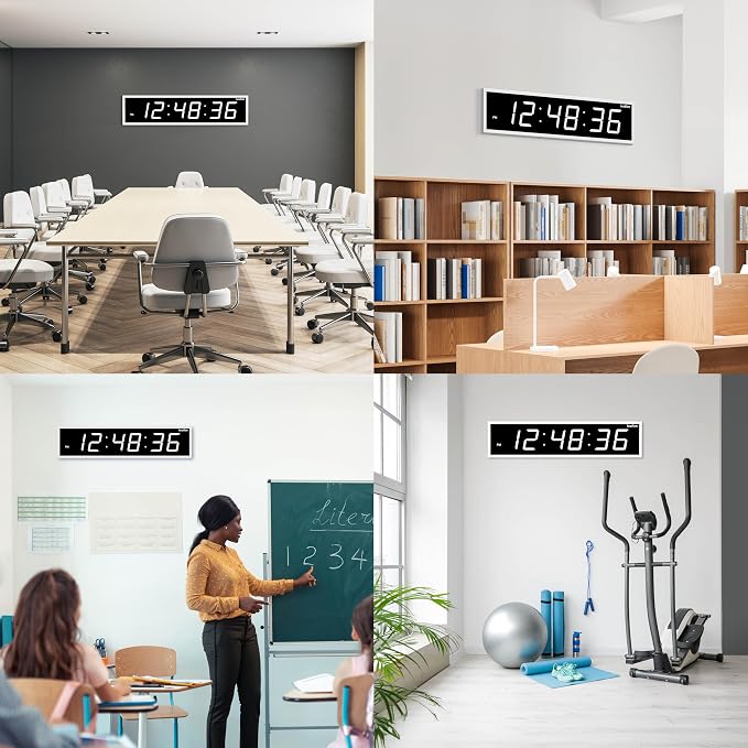 Ivation Oversized Large Digital Wall Clock - Big LED Digital Clock w/Large Display & Durable Aluminum Frame Shelf or Wall Mount (24 Inch - White) 6 Brightness Levels | Time Memory | Remote