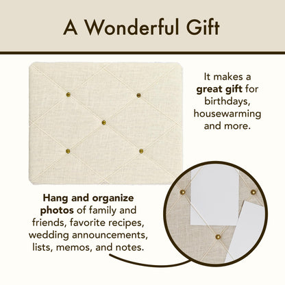 White Burlap Covered with Criss-Cross Twine Bulletin Picture & Memo Board, 19.75 x 15.75