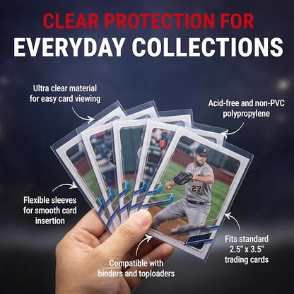 Ultra Pro - Premium Clear 100ct. Card Sleeves to Protect Sports Cards, Baseball / Football Cards, and Collectible Cards, Standard Size