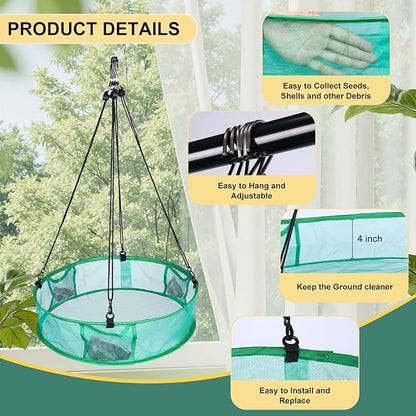 2Pcs Bird Seed Catcher for Outdoor Feeders, Bird Feeder Trays to Catch Seed, Upgraded Version Can Prevent Strong Winds. (16 inches)