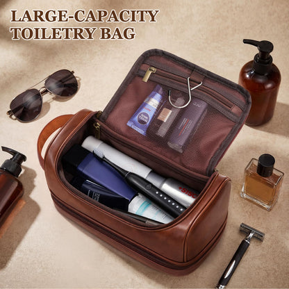 Personalized Gifts Travel Toiletry Bag for Men, Customized Laser- Engraved Mens Birthday Gift PU Leather Waterproof Bathroom Shaving Bag, Unique Anniversary Present for Husband Boyfriend Partner,D