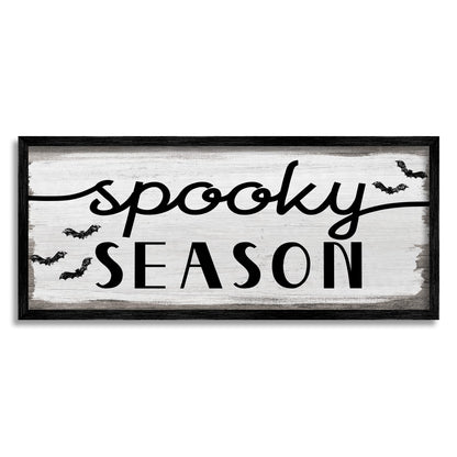 'Spooky Season Sign Black Bats Halloween Phrase'| Framed Giclee Art