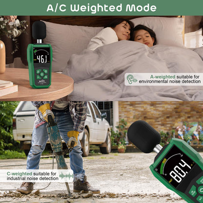 SQECH Decibel Meter, Digital Sound Level Meter with LCD Color Screen,Portable SPL Meter Range 30-130dB with A/C Weighted,MAX/MIN,Data Hold,dB/SONE Unit,FAST/SLOW Response,for Home/Office/Factories