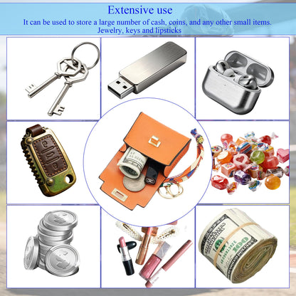 Mini Luxury Backpack Keychain for Women, Small Leather Change Pouch Coin Purse with Detachable Key Ring - Stylish Accessory for Keys, Earbuds, Lipstick (orange)