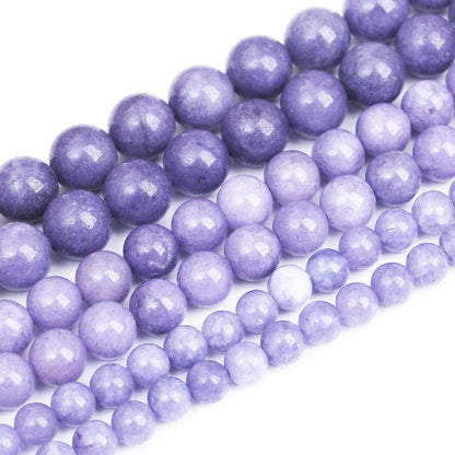 Lavender Purple Chalcedony Natural Stone Beads Gems Round Loose Beads Jewelry Making DIY Bracelet Necklace Accessory 1 Strand 36PCS 10MM 15"
