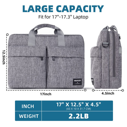 KINGSLONG 17.3 inch Laptop Briefcase Bag, Laptop Shoulder Bag for Men Women, Water Resistant Business Crossbody Bag with Shoulder Strap, Computer Bag for Asus Acer Dell Thinkpad, Grey