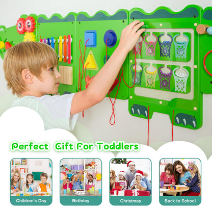nigwet Crocodile Sensory Toys Activity Wall Panels, Educational Montessori Busy Board for Toddlers, Activity Cube - Sensory Wall, Wooden Learning Toys, Interactive Toy-Green
