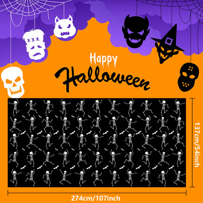 Iceyyyy 3 Packs Disposable Halloween Skeleton Tablecloth - 54" x 108" Plastic Waterproof Halloween Tablecover, Rectangular Halloweens Skeleton Table Cover for Ghost Themed Party Home Decor