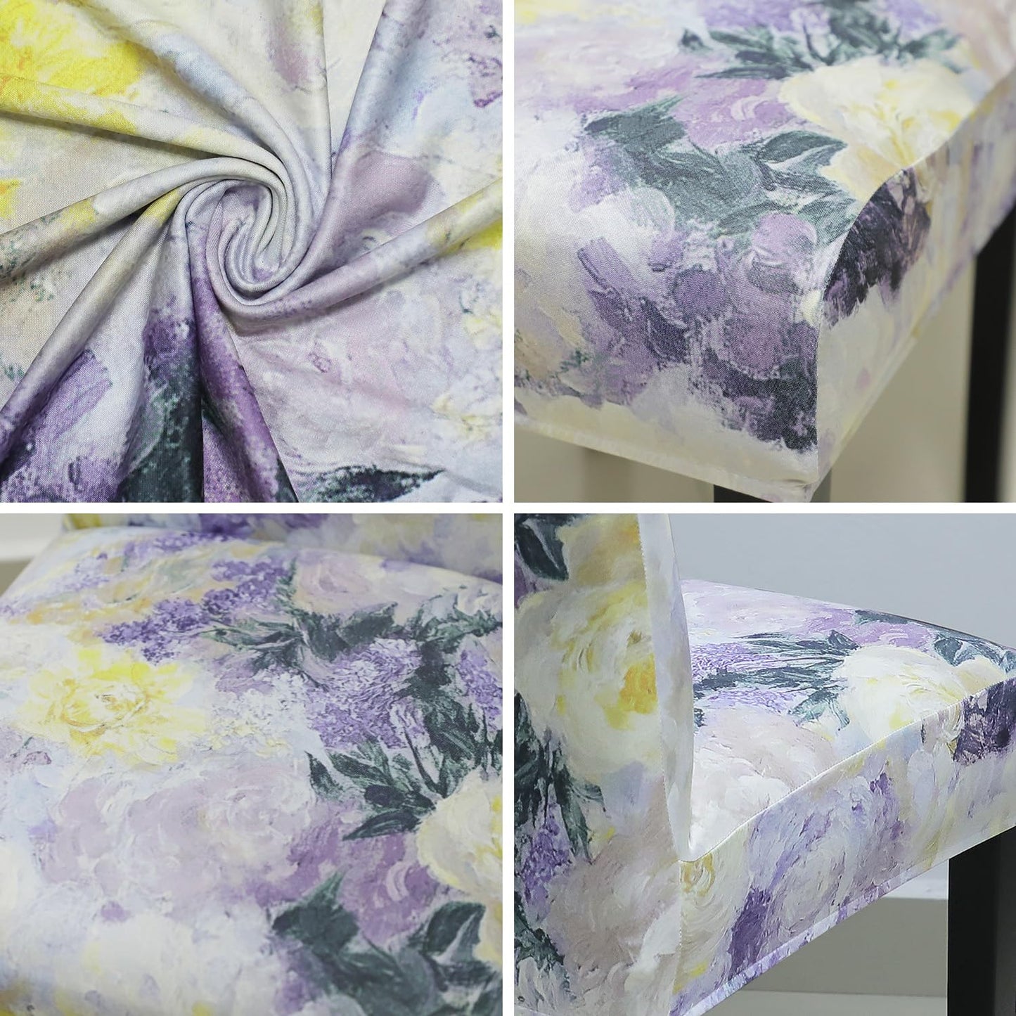 JQinHome Pattern Chair Covers for Dining Room Set of 4, High Stretch Removable Washable Parsons Chair Slipcover for Home Party Hotel Wedding Ceremony (Light Purple Flowers,4PCS)