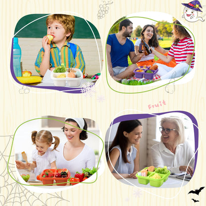 Honeydak 5 Pack Snack Containers 4 Compartment Bento Snack Boxes Reusable Lunchable Containers with Lids Divided Meal Prep Lunch Food Storage Box for School Work Travel(Halloween,Equal)
