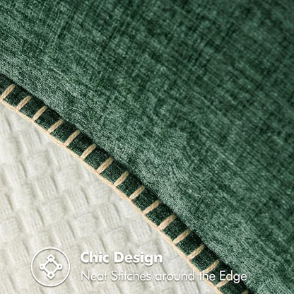 MIULEE Pack of 2 Pillow Covers 20x20 Inch Dark Green Farmhouse Decorative Throw Pillow Covers with Stitched Edge Soft Chenille Solid Dyed Couch Pillow Covers for Sofa Bed Living Room