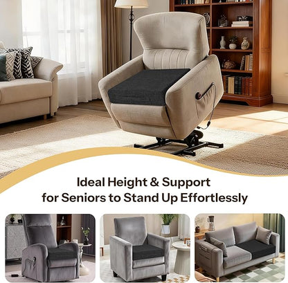 Recliner Cushions for Elderly 20X20X4 Inch Thick Seat Cushion for Recliner Chair with Non-Slip Bottom and Washable Cover Square Chair Cushions for Couch, Armchair, Floor (1, Black)