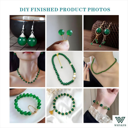 WHNKFB 8mm 50PCS Natural Green Agate Round Beads, Banded Loose Stone Beads for Jewelry Making Craft - 4mm 6mm 8mm 10mm Options with Free Elastic Cord