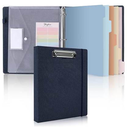 SKYDUE Clipboard Binder with Dividers,1 Inch 3 Ring Binder with Clipboard on Front, Clipboard Folder with Pocket, Labels Office Supplies Blue