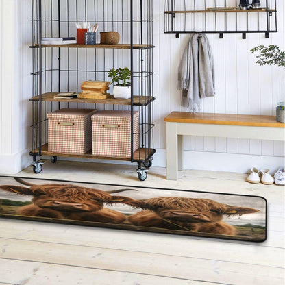 YETTASBIN Highland Cow Runner Rug, Non-Slip Large Floor Mat Anti Fatigue Area Rugs for Kitchen Bathroom Living Room Entryway Home Office Decor, 72 x 24 Inch