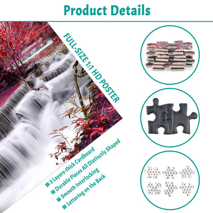 MBOQIU 1000 Piece Puzzle for Adults - Forest Waterfall Puzzles for Adults 1000 Pieces, Letters on Back, Nature Landscape Jigsaw Puzzle, Challenging Puzzles for Teens Seniors - 27.6 x 19.7 inches
