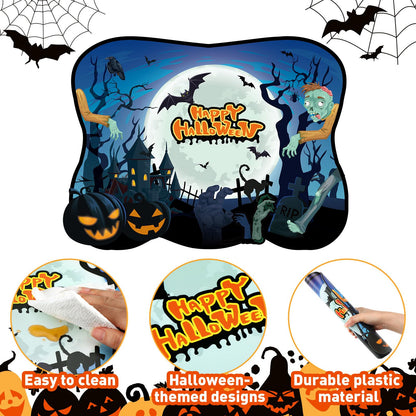Sunnychicc 6 Pcs Placemats Plastic Happy Table Mats Waterproof Placemat for Kitchen Home Table Party Decoration, 11.81 x 15.75 Inch (Halloween)