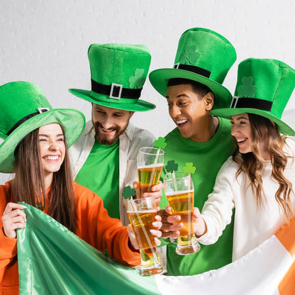 JarThenaAMCS 120Pcs St. Patrick's Day Drink Stirrers Shamrock Disposable Wooden Stir Sticks Irish Green Clover Swizzle Stirrer for Coffee Beverage Party Bar Restaurant Home Weddings Holiday