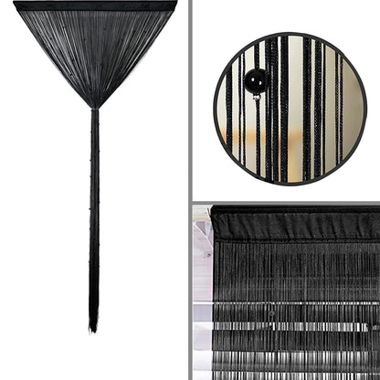 HSYLYM Beaded Curtain Beads Door String Curtains Ideal for Living Room Decor Wall Hanging Fringe Doorway Divider Bedroom Backdrop Hippie Window Closet Privacy Rod Pocket Dense (100x200cm,Black)