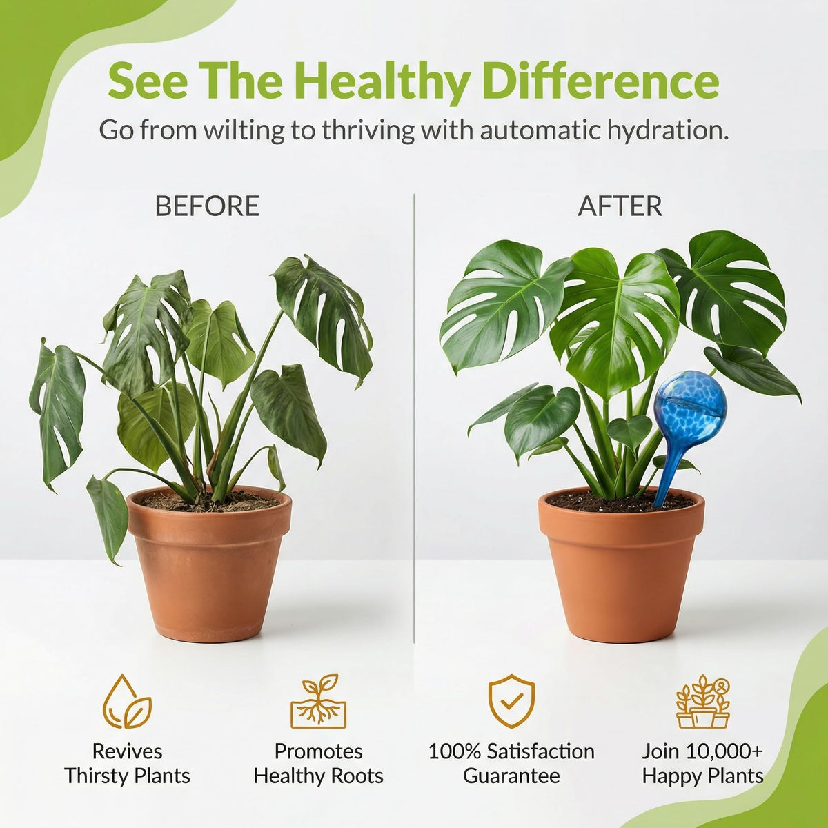 Little Green Leaf Automatic Plant Watering Globes Self Watering Planter Inserts (Set of 4) | Hands Free Multicolor Glass Bulbs | Planter Spikes to Support Indoor & Outdoor Plant Health (100ml)