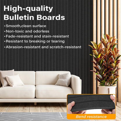 Large Felt Bulletin Board，47.2" x 35.4" 12 Pack Cork Board Alternative for Walls,Felt Wall Tiles for Office & Home Decor,Pin Board with 30 Pcs Pushpins and 72 Adhesive Tabs-Charcoal Gray
