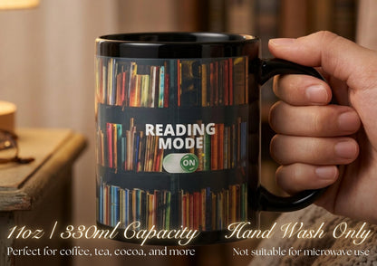 Onebttl Book Lover Gifts Color Changing Mug, Reading Mode Ceramic Coffee Cup, Magic Heat Reveal Bookshelf Present for Readers, Bookworm Women Men, Librarian Teacher Birthday Christmas