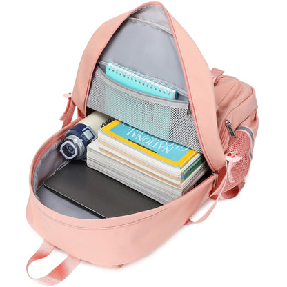 abshoo School Backpack for Girls Bookbag with Lunch Bag Teen Girls School Bag Travel Daypack (Peach Pink)