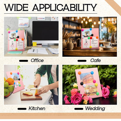 Tosstuki 2 Pack Pink Magnetic Bulletin Board Stand 8 Magnets 11.81 x 9.84 x 3.35 Inch Metal Magnet Display Board Tabletop Memo Display Easel Stand Magnetic for Home School Kitchen Office Photos