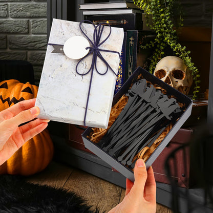 LemonRoad 48 Pcs Witch Party Supplies Swizzle Sticks Black Plastic Coffee and Cocktail Stirrers 5.9 Inch Reusable Black Witch Hat Cocktail Mixers Bulk for Bar Weddings Events Halloween (Classic)