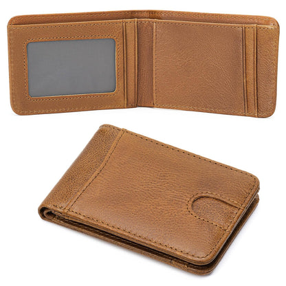 LOUEBICA Genuine Leather Wallet for Men RFID Blocking Bifold Slim Minimalist with Front Pocket Wallets Men Gift