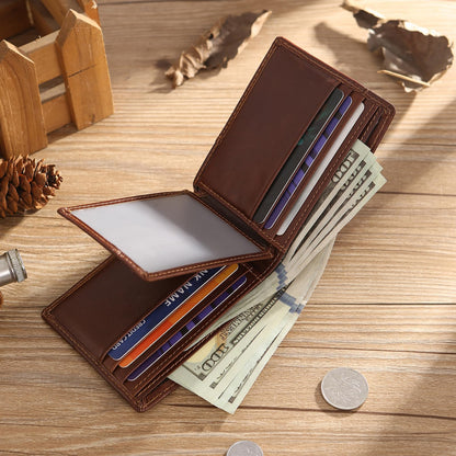 JISHANGXY Personalized RFID Leather Wallet for Dad – Custom Name & Initial Bifold – First Layer Cowhide with Gift Box – Father’s Day, Birthday, Christmas Gift from Son Daughter (Browse)