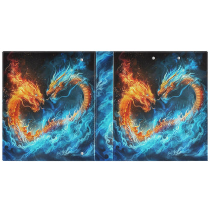 Dragon Round Ring Binders 1.5 Inch Dinosaur Ice Fire Legend Galaxy Stars Red Green Demon Evil 3 Ring Clipboard Binder for Office School Work Supplies File Folder 200 Sheet Capacity Easy Open