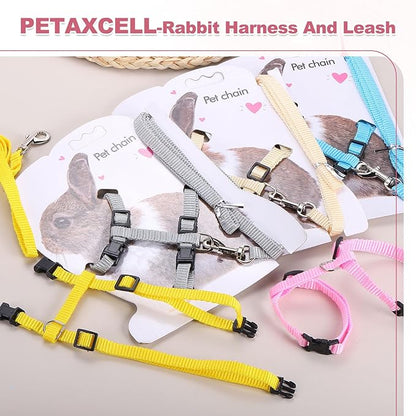 Rabbit Harness and Leash, Escape Proof Bunny Cat Leash Small Animal Harness Soft Adjustable Buckle(2Pcs, Yellow) for Bunny Kitten Cats Puppies Walking Hiking Training