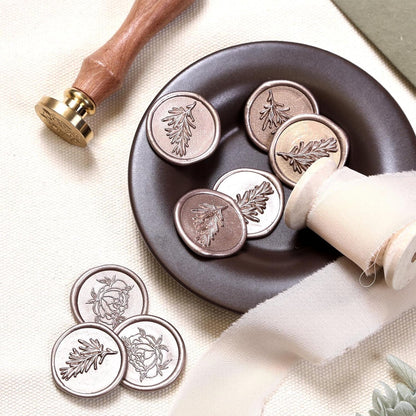 UNIQOOO Mailable Glue Gun Sealing Wax Sticks for Wax Seal Stamp - Metallic Champagne Gold, Great for Xmas Cards, Wedding Invitations, Cards Envelopes, Snail Mails, Wine Packages, Gift Ideas, Pack of 8