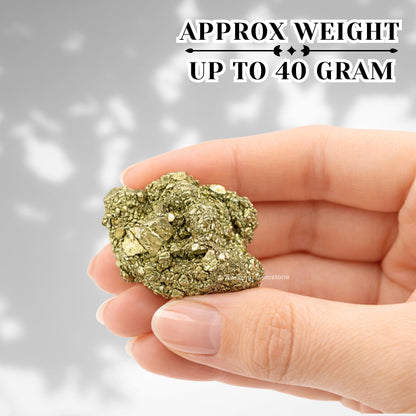 Amazing Gemstone Small Pyrite Crystal Stone Cluster Samples - Extra Large High Energy Natural Iron Pyrite Stone Pirita Piedra Original with Healing Properties (Upto 40 Gram)
