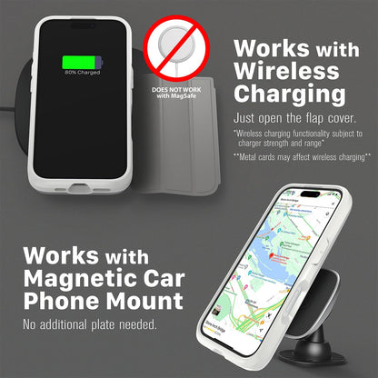 VENA vCommute for iPhone 17 Pro Wallet Case, [Military Grade Drop Protection] Flip Leather Cover Slot Card Holder with Kickstand - Nude Beige