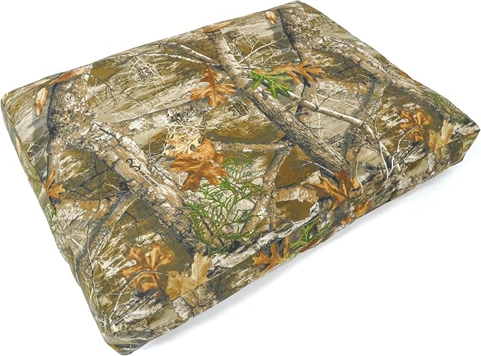 WHITEDUCK Outdoor Dog Bed Heavy-Duty 12oz Canvas, Water-Repellent Cotton, Machine Washable Removable Cover with Full-Length Zipper, Dog Bed for Large Dogs & Crate, Real Tree 35" Lx20 Wx4.3 th (M)