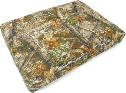 WHITEDUCK Outdoor Dog Bed Heavy-Duty 12oz Canvas, Water-Repellent Cotton, Machine Washable Removable Cover with Full-Length Zipper, Dog Bed for Large Dogs & Crate, Real Tree 41" Lx33 Wx4.3 th (XL)