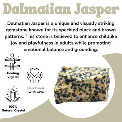 Amazing Gemstone Dalmatian Jasper Raw Crystals and Healing Stones, Natural Rocks For Tumbling - DIY Raw Stones And Crystals (1 Piece)