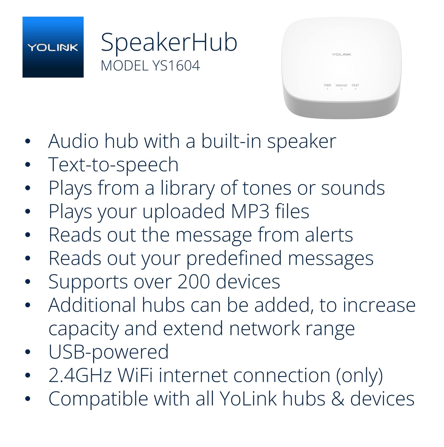 YoLink Water Leak Detection Starter Kit, w/SpeakerHub Audio/Talking Hub & Water Leak Sensors, LoRa Up to 1/4 Mile Open-Air Range, SMS/Text, Email & Push Notifications, w/Alexa, IFTTT, Home Assistant