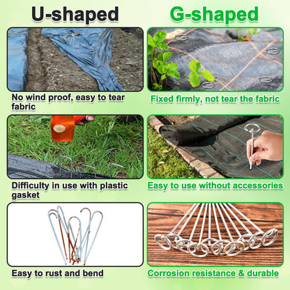 Heavy-Duty Landscape Staples – 120 Pcs 6-Inch G-Shaped Thickened Galvanized Garden Fabric Staples,Rust-Resistant Ground Cover Pins for Weed Barrier, Erosion Control & Landscaping Projects