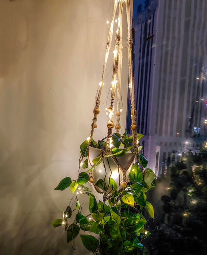 Comtelek Fake Hanging Plants with Lights Artificial Plants for Home Decor Macrame Plant Hanger with Fake Vines Faux Hanging Planter for Wall Ceiling Bedroom Bathroom Kitchen Office Boho Decor Indoor